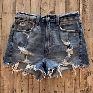 Abercrombie & Fitch Distressed Light Blue Denim Shorts